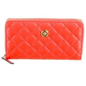 Versace Orange and Gold Quilted Continental wallet